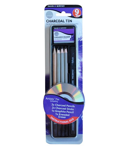 Daler Rowney Simply Charcoal Tin Set - Al Masam Stationery LLC Main image