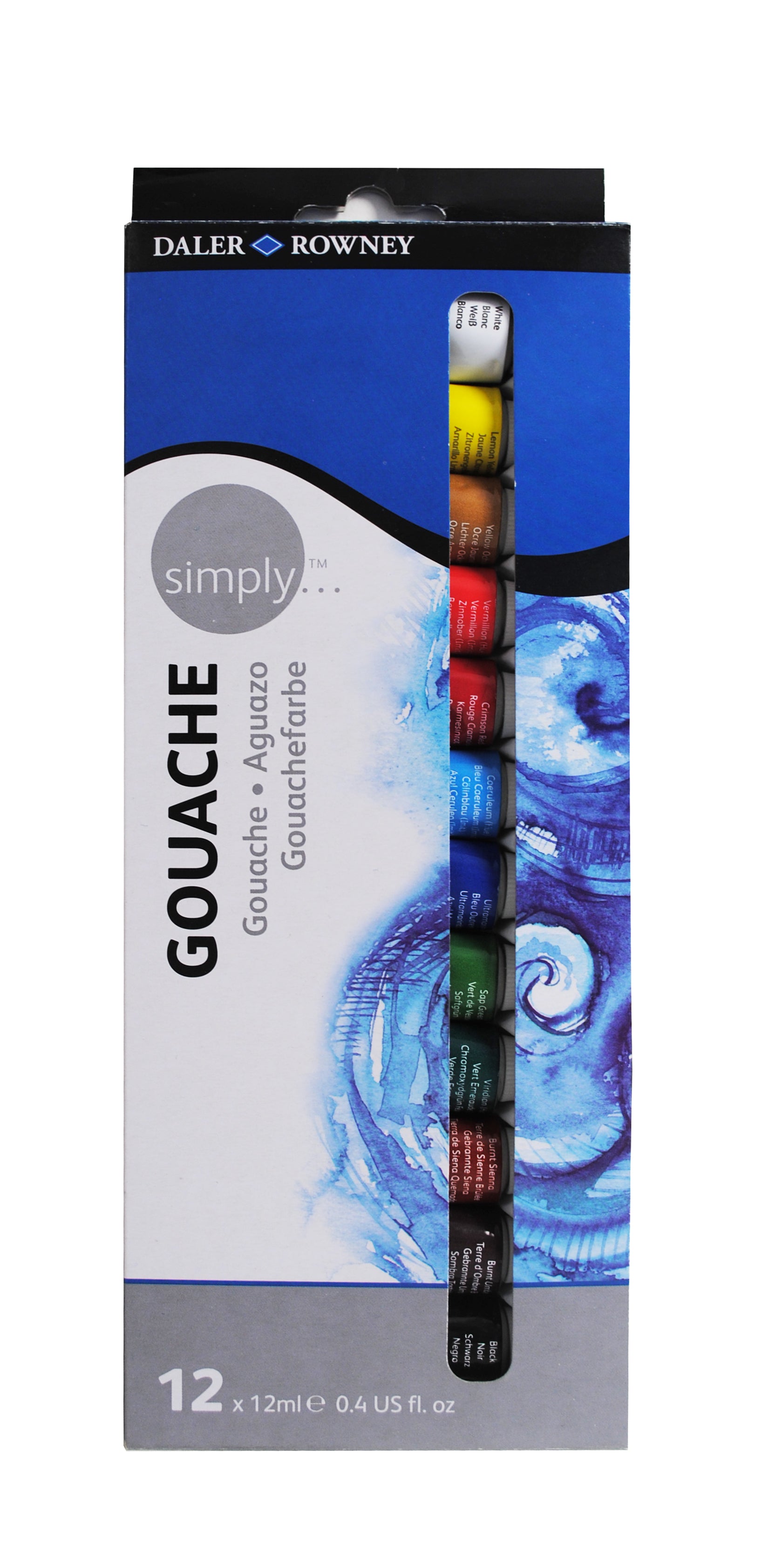 Daler Rowney Simply Gouache Set of 12 12ml Tubes - Al Masam Stationery LLC Main image