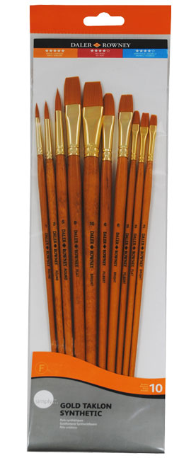 Daler Rowney Simply Long Handle Gold Takon Brush Set - Al Masam Stationery LLC Main image
