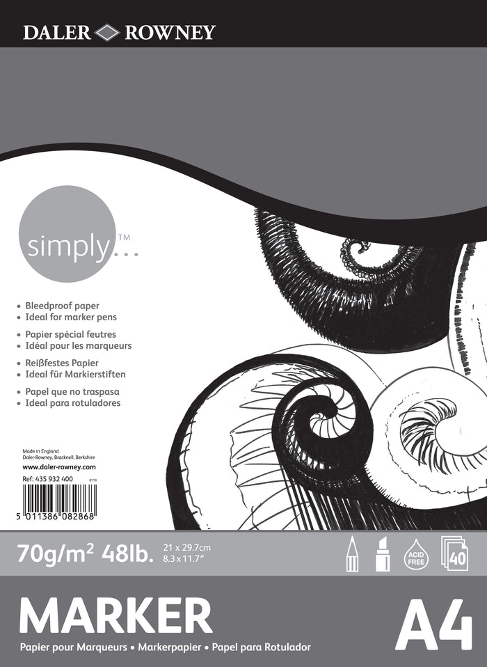 Daler Rowney Simply Marker Pad 40sht 70gsm A4 - Al Masam Stationery LLC