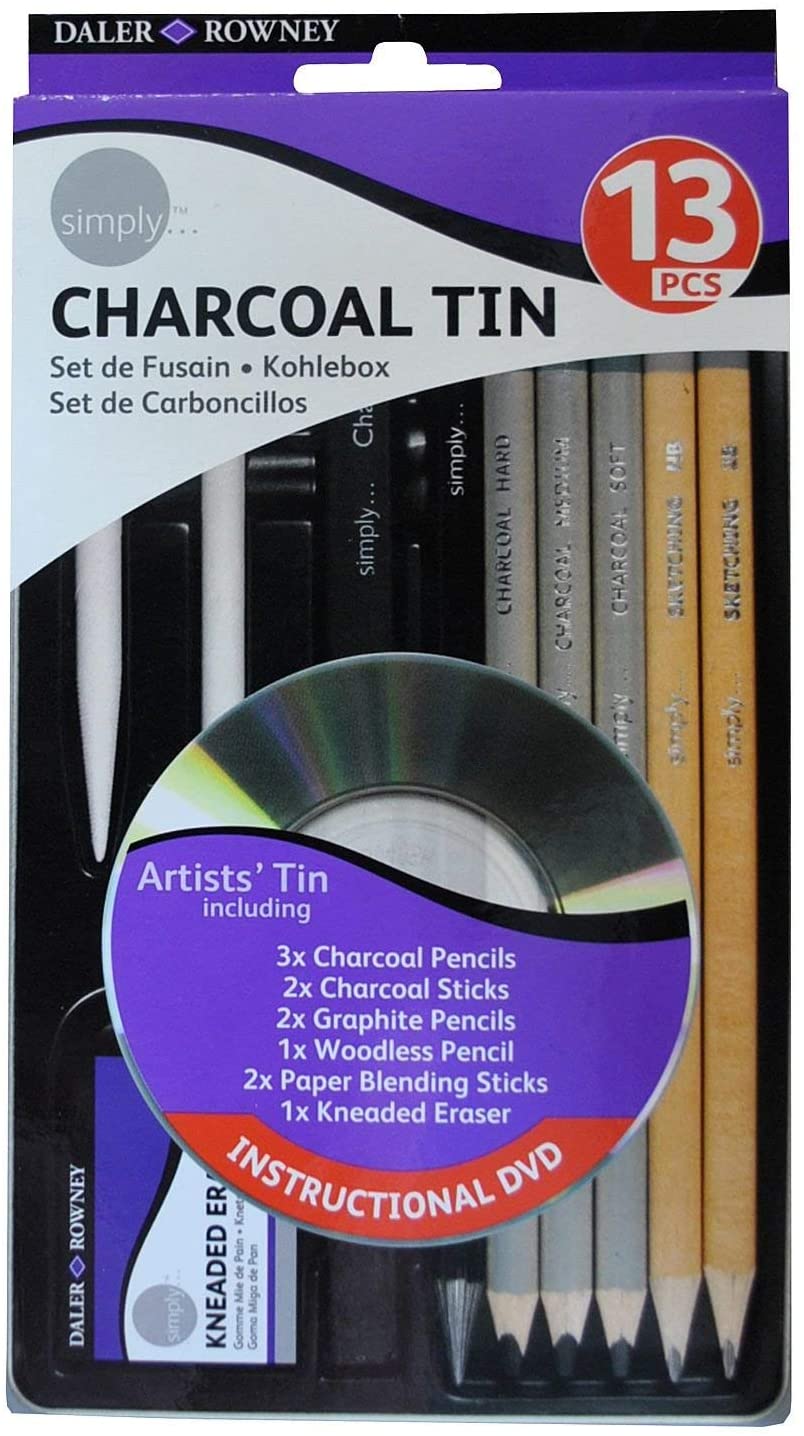 Daler Rowney Simply Pencil and Charcoal Tin Set - Al Masam Stationery LLC Main image