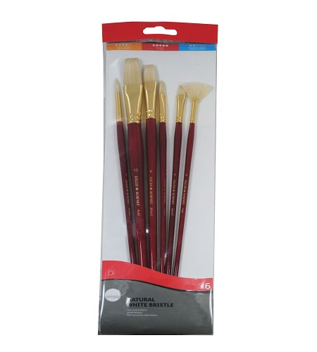 Daler Rowney Simply Set Brush Wallets Long Handle Bristol Brush Set 6 Pc - Al Masam Stationery LLC Main image