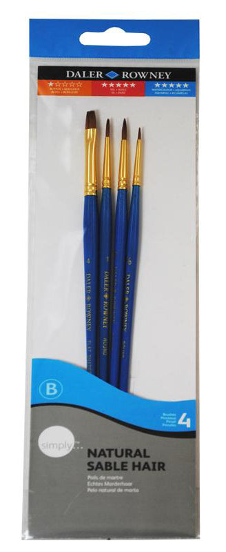 Daler Rowney Simply Set Brush Wallets Sable Sable Brush Set 4Pc - Al Masam Stationery LLC Main image