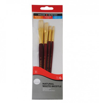 Daler Rowney Simply Set Brush Wallets Short Handle Bristle Bristle Brush St 4Pc #1 Sh - Al Masam Stationery LLC Main image