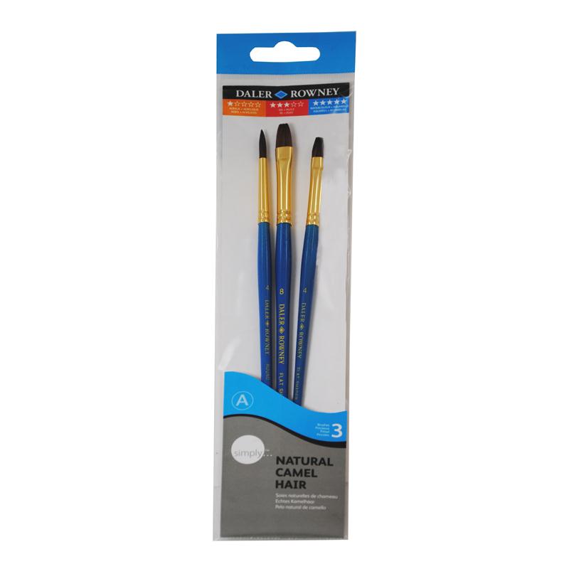 Daler Rowney Simply Set Brush Wallets Synthetic/ Natural Camel Brush Set 3Pc #2 - Al Masam Stationery LLC Main image