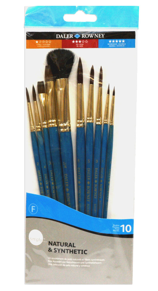 Daler Rowney Simply Set Brush Wallets Synthetic/ Natural Wc Mix Brush Set 10Pc - Al Masam Stationery LLC Main image
