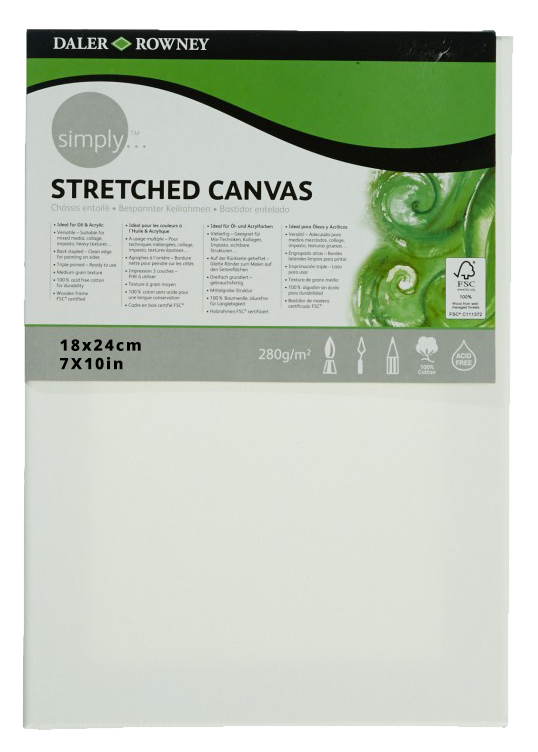 Daler Rowney Simply Stretched Canvas 18*24cm/7*10" - Al Masam Stationery LLC Main image