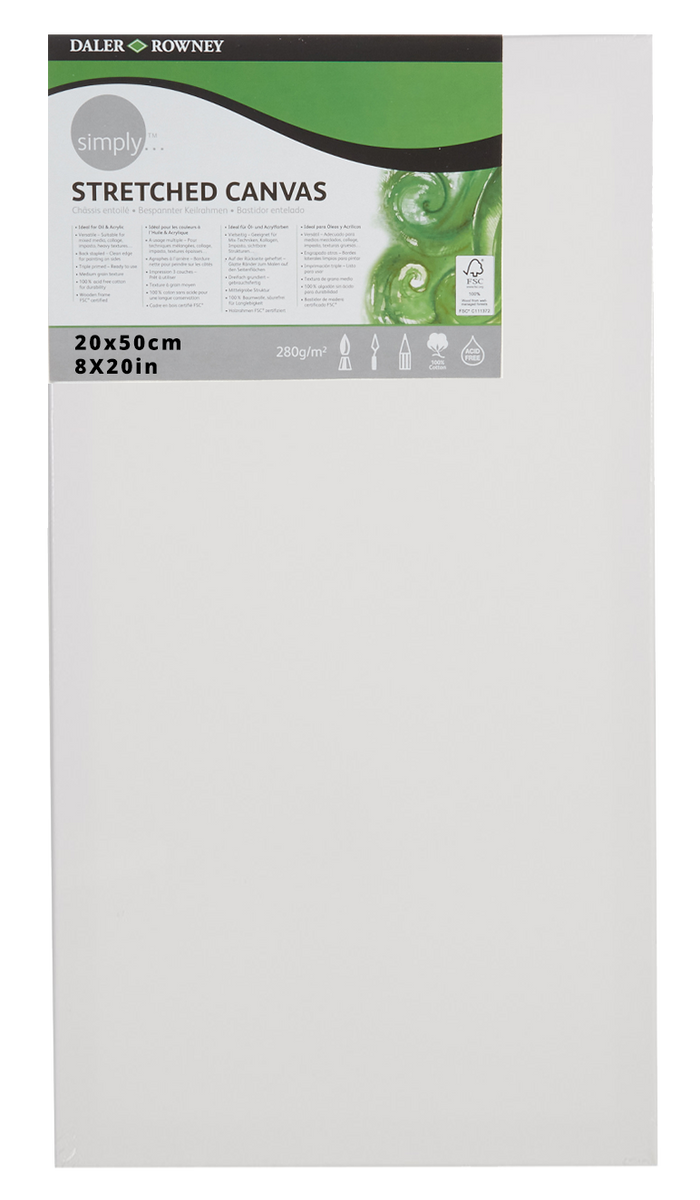 Daler Rowney Simply Stretched Canvas 20*50cm/8*20" - Al Masam Stationery LLC