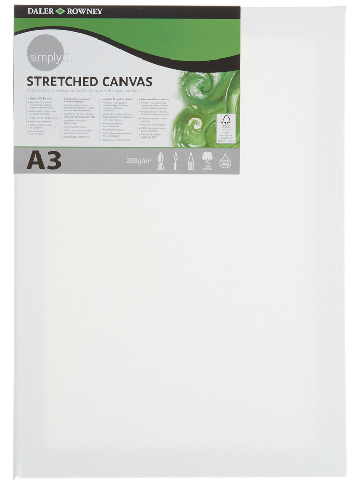 Daler Rowney Simply Stretched Canvas 29.7*42cm/A3 - Al Masam Stationery LLC