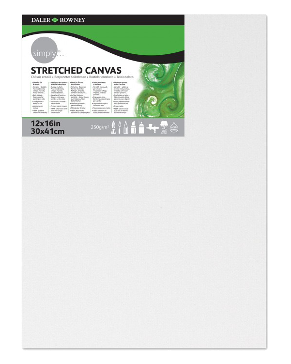 Daler Rowney Simply Stretched Canvas 30*40cm/12*16" - Al Masam Stationery LLC Main image