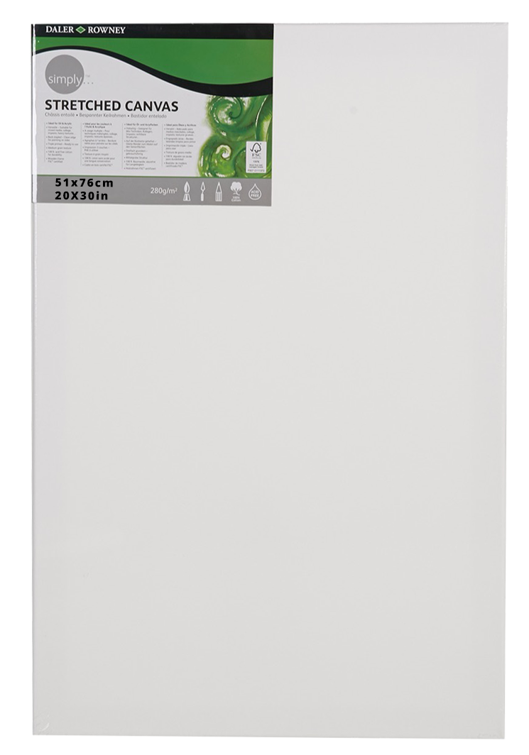 Daler Rowney Simply Stretched Canvas 51*76cm/20*30" - Al Masam Stationery LLC Main image