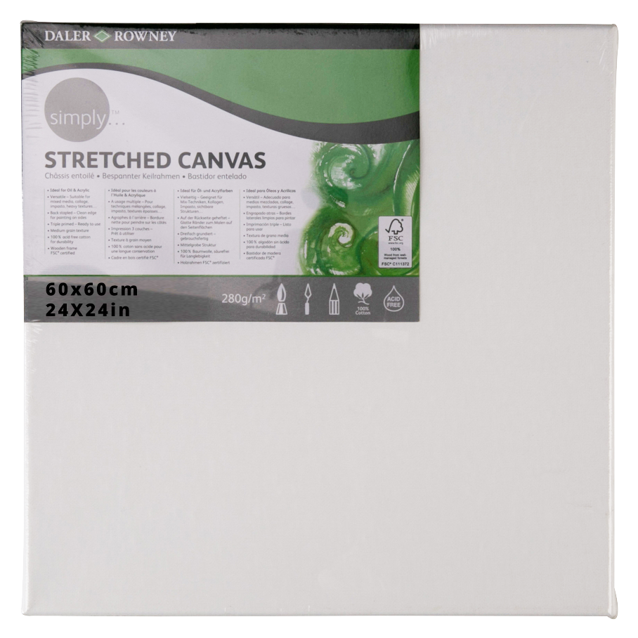 Daler Rowney Simply Stretched Canvas 60*60cm/24*24" - Al Masam Stationery LLC Main image