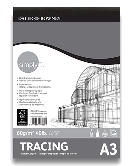 Daler Rowney Simply Tracing Pad 40sht 60gsm A3 - Al Masam Stationery LLC Main image