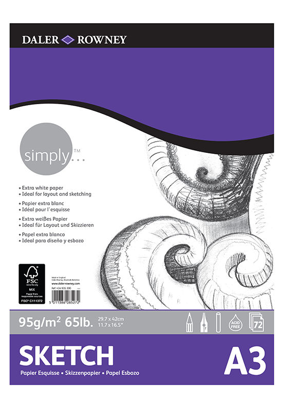Daler Rowney Sketch Pad 72sht 95gsm A3 - Al Masam Stationery LLC Main image
