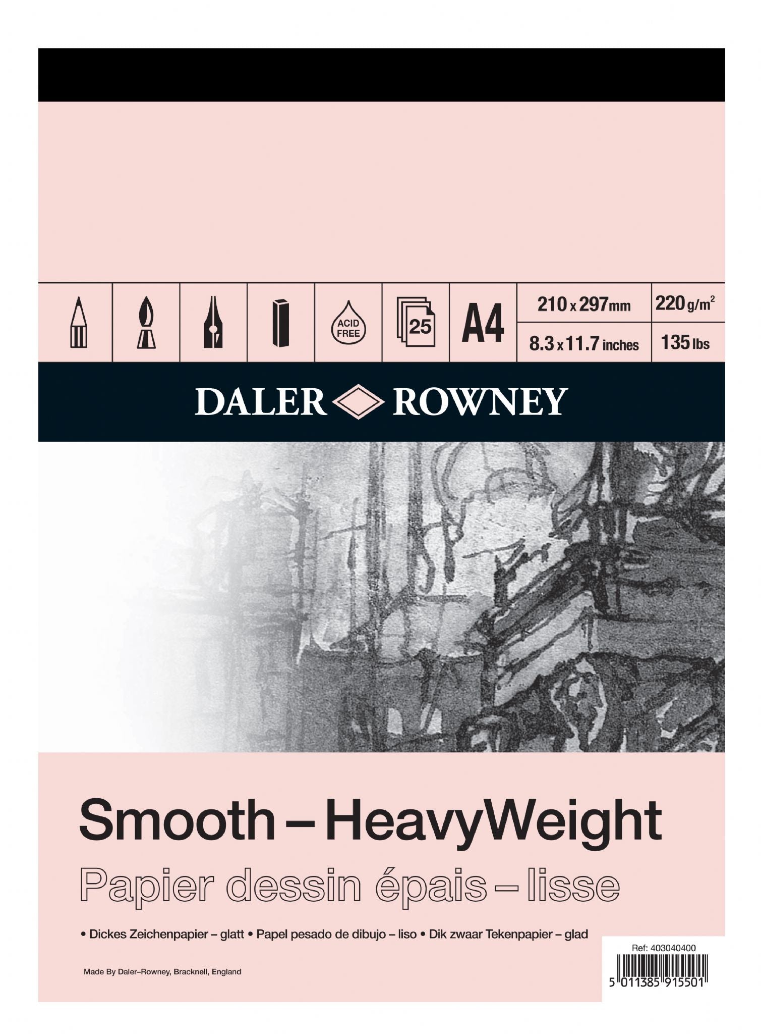 Daler Rowney Sketching Smooth Heavyweight Cartridge Pad A4 - Al Masam Stationery LLC Main image