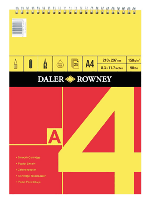 Daler Rowney Sketching Spiral Pad 25sht 150gsm Cartridge Paper (Red & Yellow) A4 - Al Masam Stationery LLC Main image