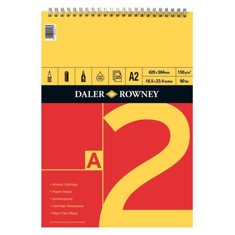 Daler Rowney Sketching Spiral Pad Cartridge Paper Red and Yellow A2 - Al Masam Stationery LLC Main image