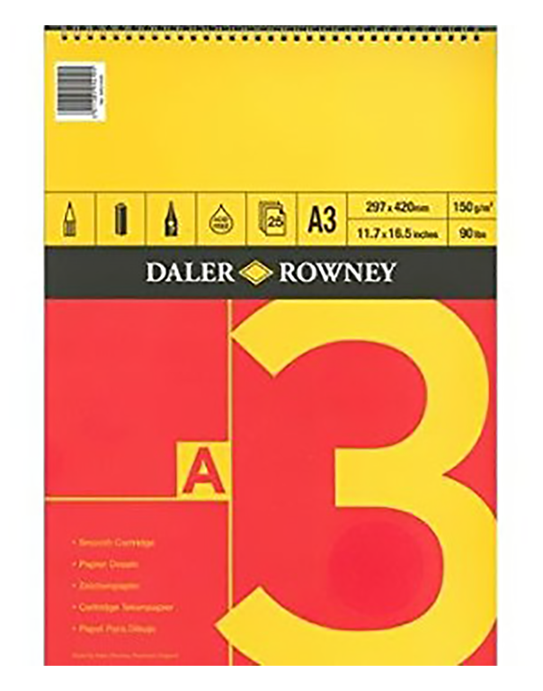Daler Rowney Sketching Spiral Pad Cartridge Paper Red and Yellow A3 - Al Masam Stationery LLC Main image