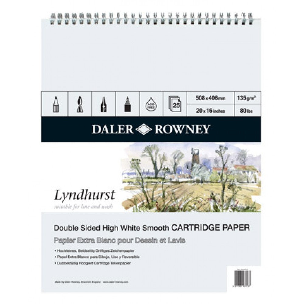 Daler-Rowney Spiral Pad smooth surface 135gsm 25S Lyndhurst 20x16 - Al Masam Stationery LLC Main image
