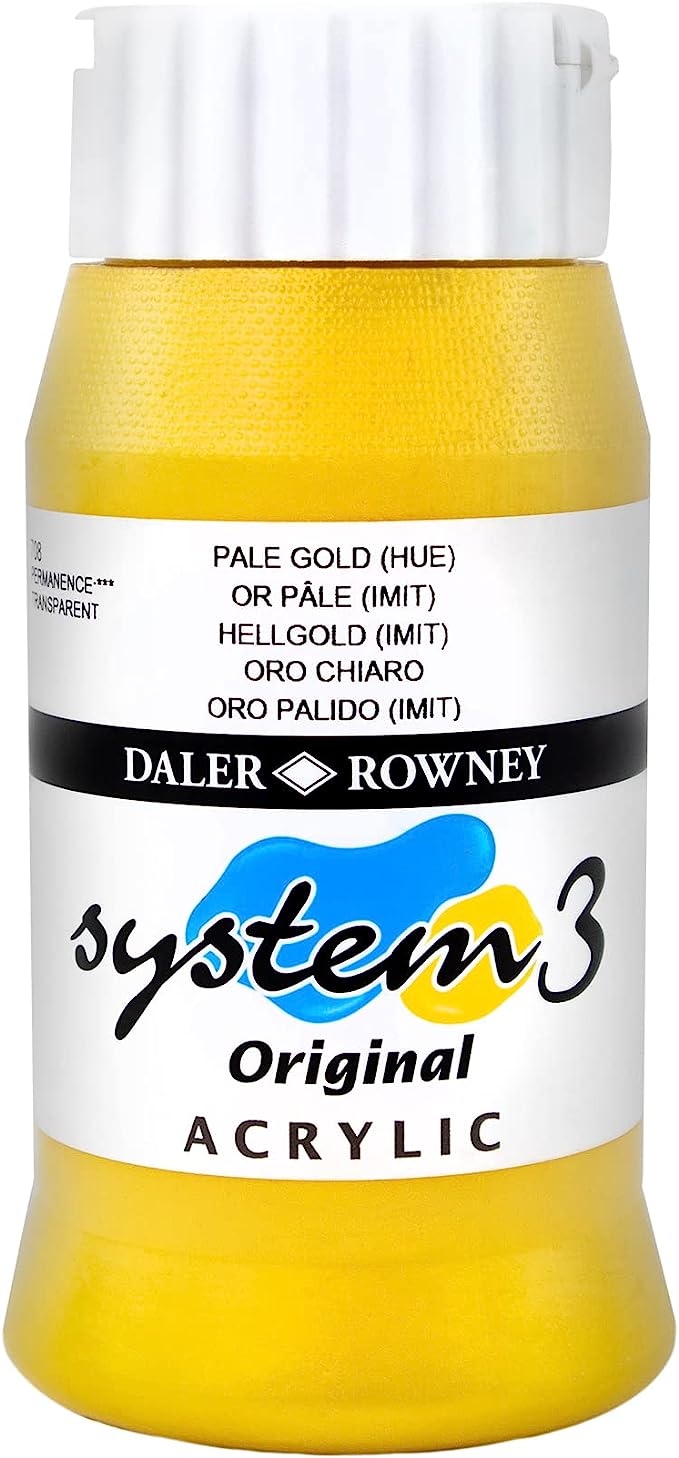 DALER ROWNEY SYSTEM 3 ACRYLIC PAINT 500ML PALE GOLD - Al Masam Stationery LLC Main image