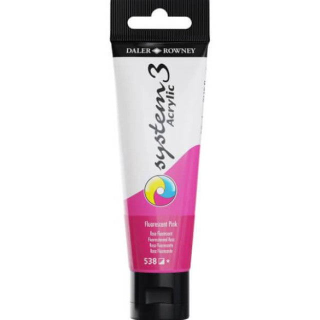 Daler Rowney System 3 Acrylic Paint 59ml Fluorescent Pink - Al Masam Stationery LLC Main image