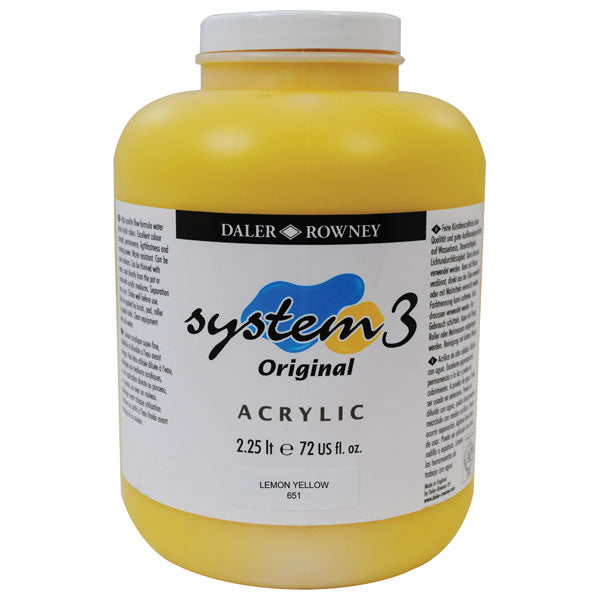 Daler Rowney System 3 Acrylic Paint Lemon Yellow 2.25L - Al Masam Stationery LLC Main image