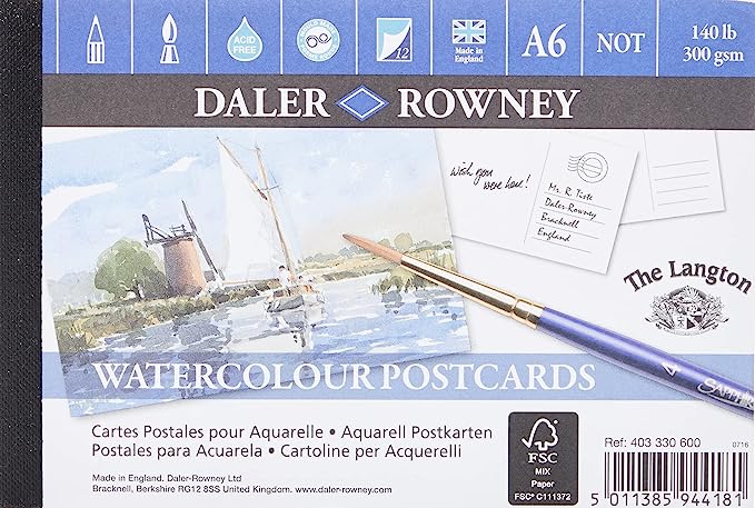 Daler Rowney The Langton Watercolour Paper Postcard Pad – 12 Sheets of 300gsm A6 Paper - Al Masam Stationery LLC Main image