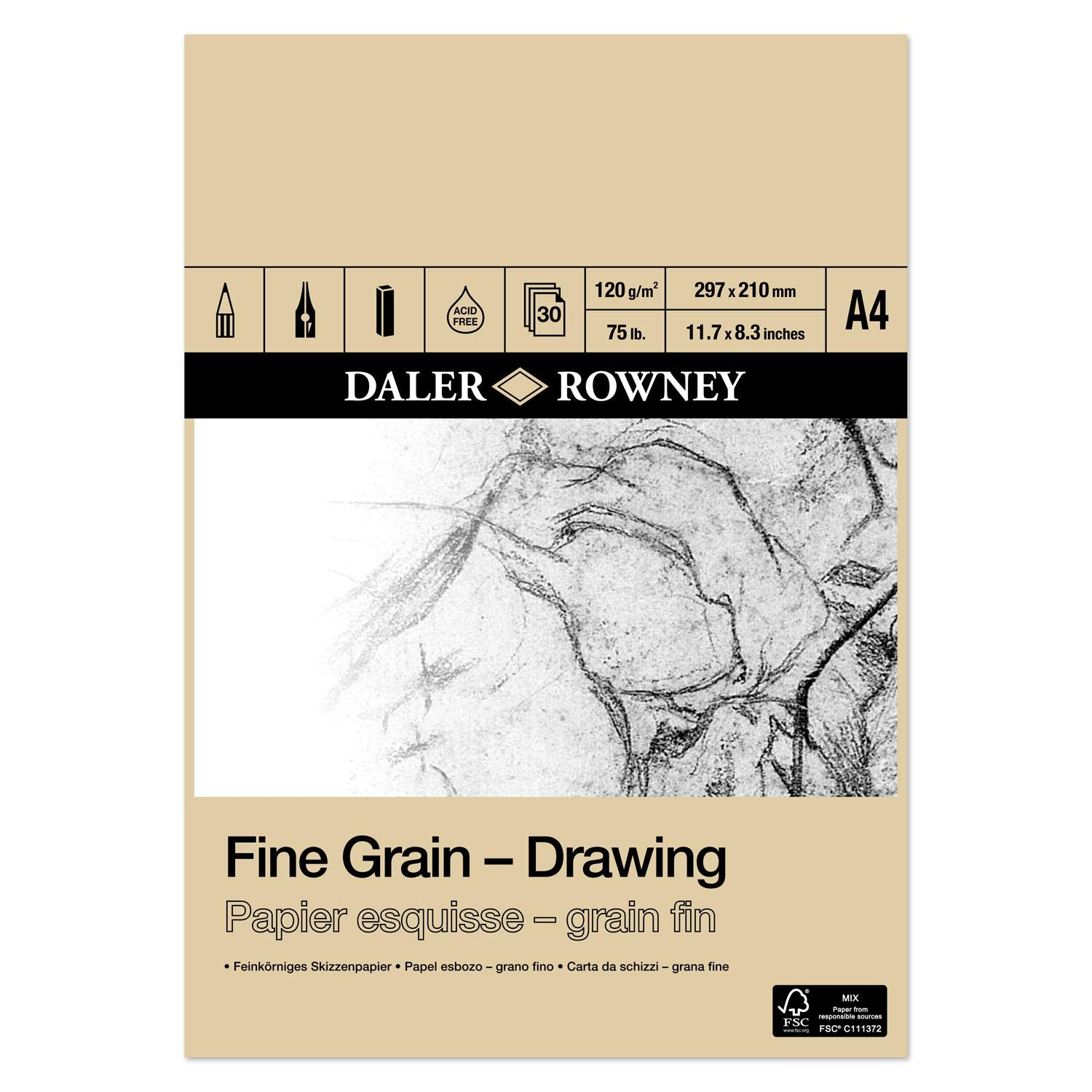 Fine Grain Drawing Pad A4 120G 30SH - Al Masam Stationery LLC Main image