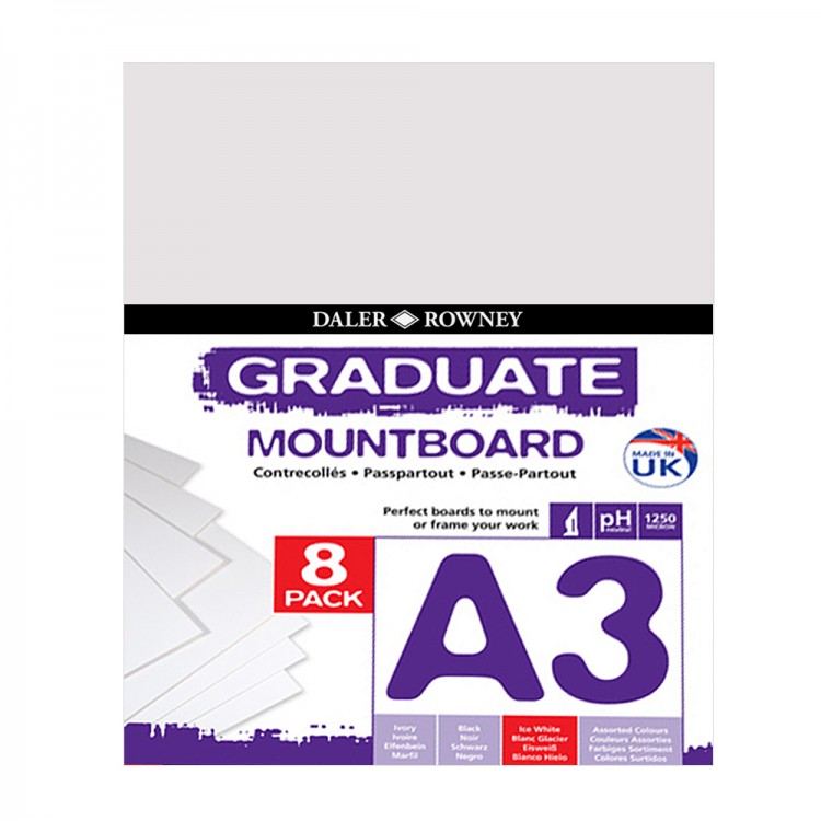 GRADUATE MOUNTBOARD A3 : ICE WHITE : PACK OF 8 - Al Masam Stationery LLC Main image