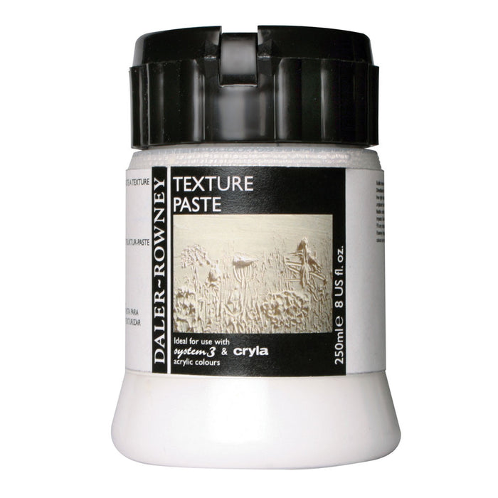 Daler Rowney Texture Paste acrylic medium in 250ml jar, used for finishing and adding texture to oil and acrylic paintings.