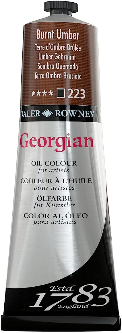 Daler Rowney Georgian Oil Paint  225ML BURNT UMBER - Al Masam Stationery LLC Main image