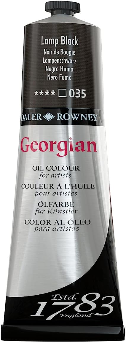 Daler Rowney Georgian Oil Paint  225ML LAMP BLACK - Al Masam Stationery LLC Main image