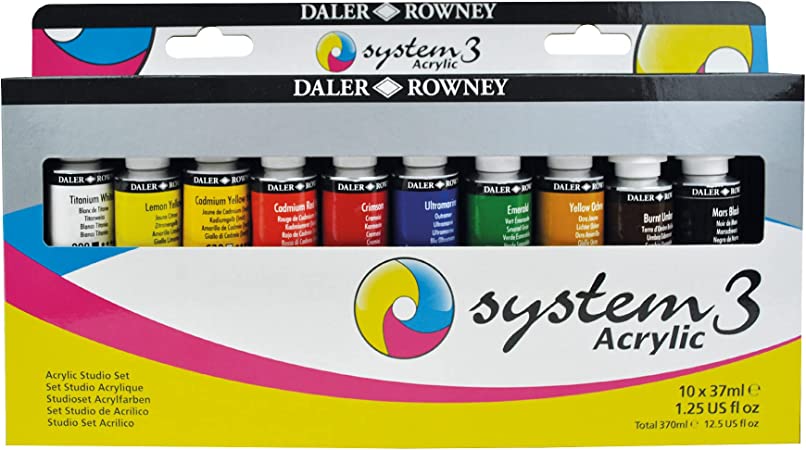 DALER ROWNEY SYSTEM 3 STUDIO SET 10X37ML + FREE BRUSH - Al Masam Stationery LLC Main image