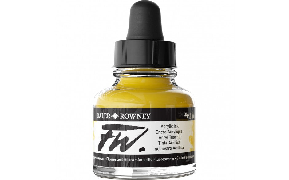 Daler-Rowney FW Ink 29.5ml Fluorescent YELLOW - Al Masam Stationery LLC Main image