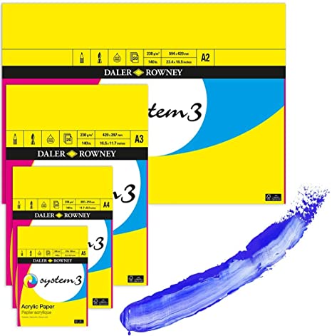 Daler Rowney SYSTEM3 HEAVY WEIGHT ACRYLIC PAD A4 360G 15SH - Al Masam Stationery LLC Main image