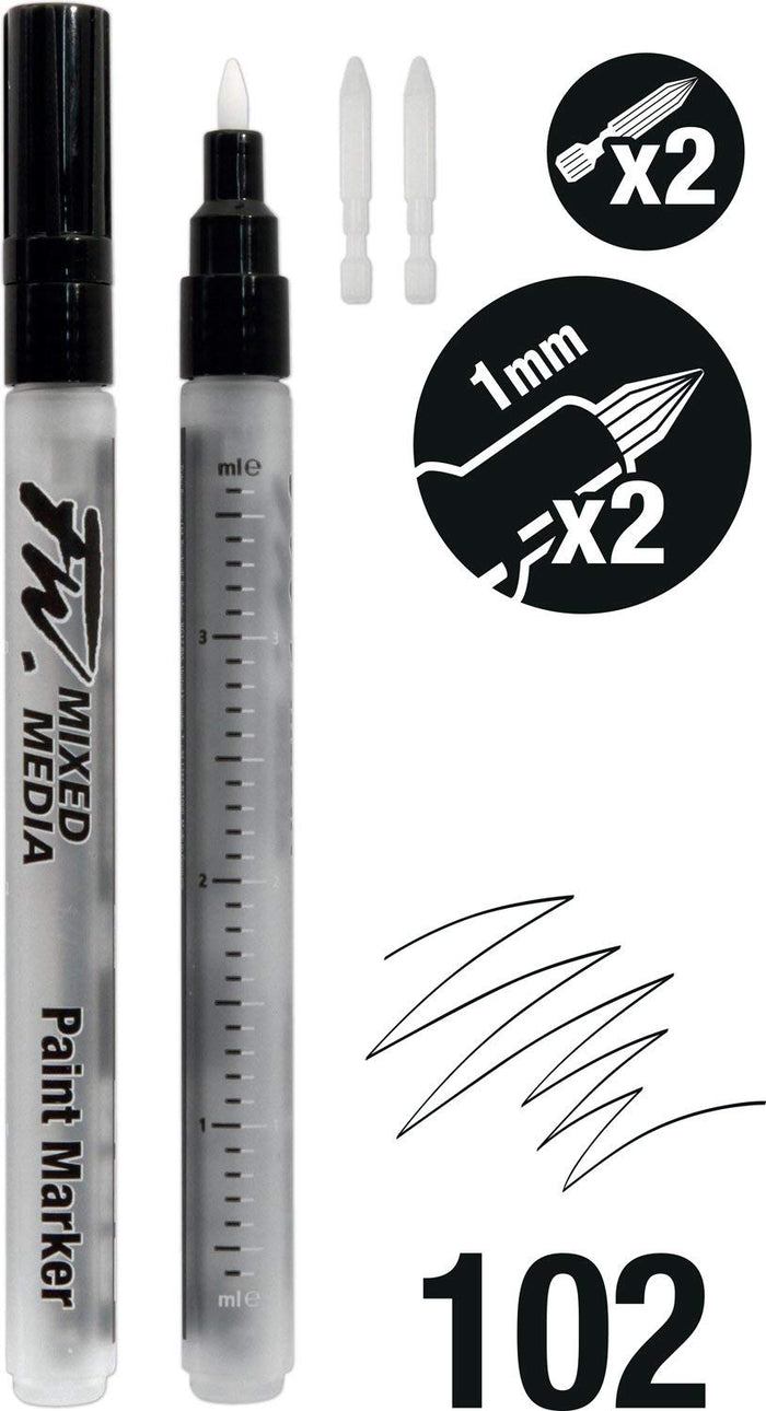Daler & Rowney Fw Marker Set with two 1mm hard tip permanent markers for art and design projects