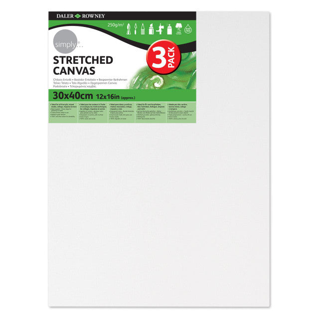 Daler Rowney Simply Stretched Canvas 30*40cm/12*16 - Al Masam Stationery LLC Main image