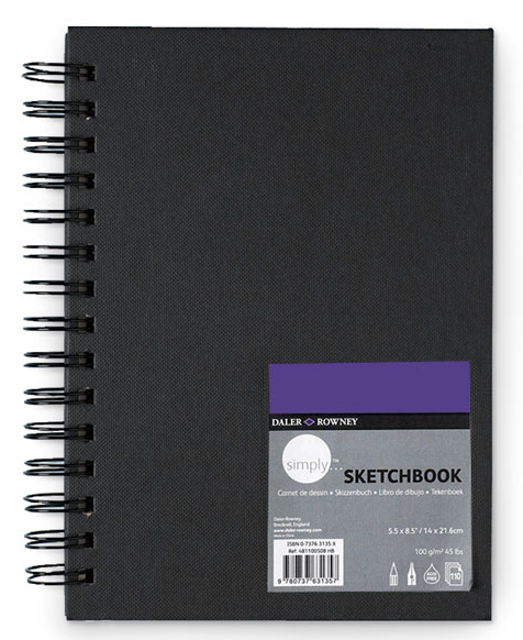 Daler Rowney Simply Soft White Wirebound Sketchbook (80sht 100gsm) 5.5*8.5" (Nominal A5) - Al Masam Stationery LLC Main image