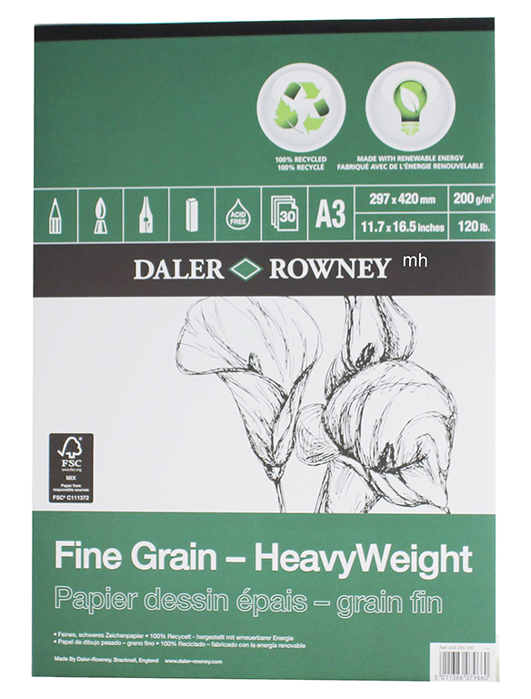 Daler Rowney Eco Paper Heavyweight Pad Fine Grain A3 - Al Masam Stationery LLC Main image