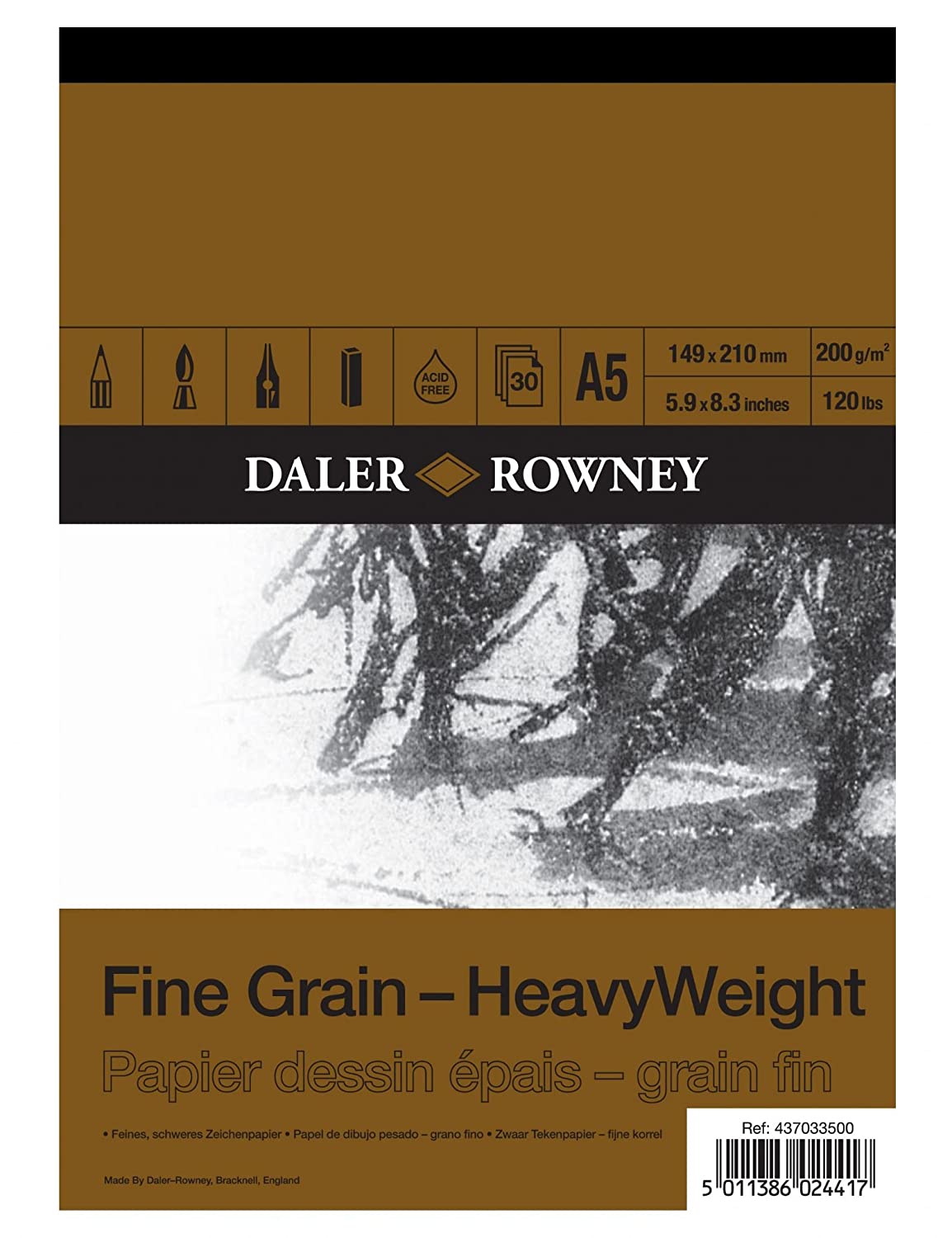 Daler Rowney Fine Grain Heavyweight Pad A5 200G 30SH - Al Masam Stationery LLC Main image