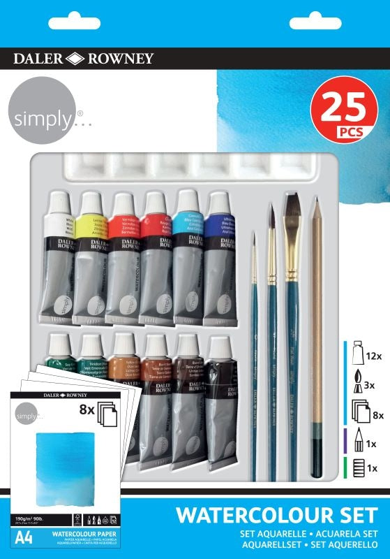SIMPLY WATERCOLOUR 25 PIECE SET - Al Masam Stationery LLC Main image