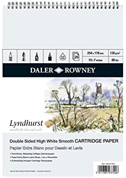 Daler-Rowney : Lyndhurst :10x7in : Spiral Pad smooth surface - 135gsm - 25s - Al Masam Stationery LLC