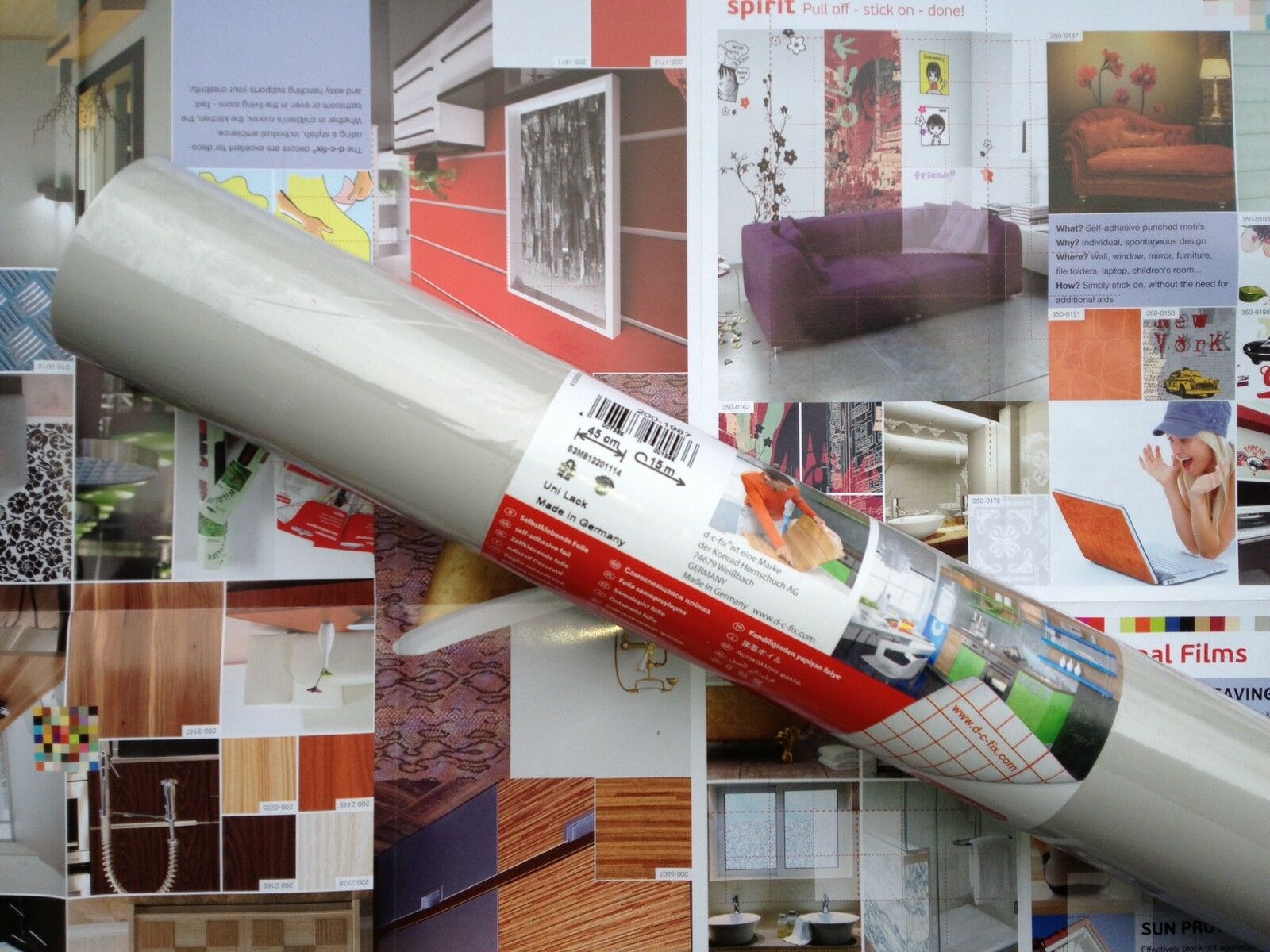 DC Fix 200-1987 Adhesive Cover Plain Gloss 45cmx15m Grey - Al Masam Stationery LLC Main image