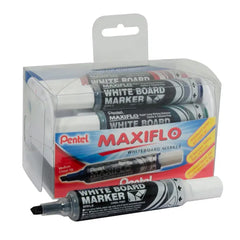 Pentel Maxiflo White Board Marker Chisel Tip + Eraser Pack - Al Masam Stationery LLC