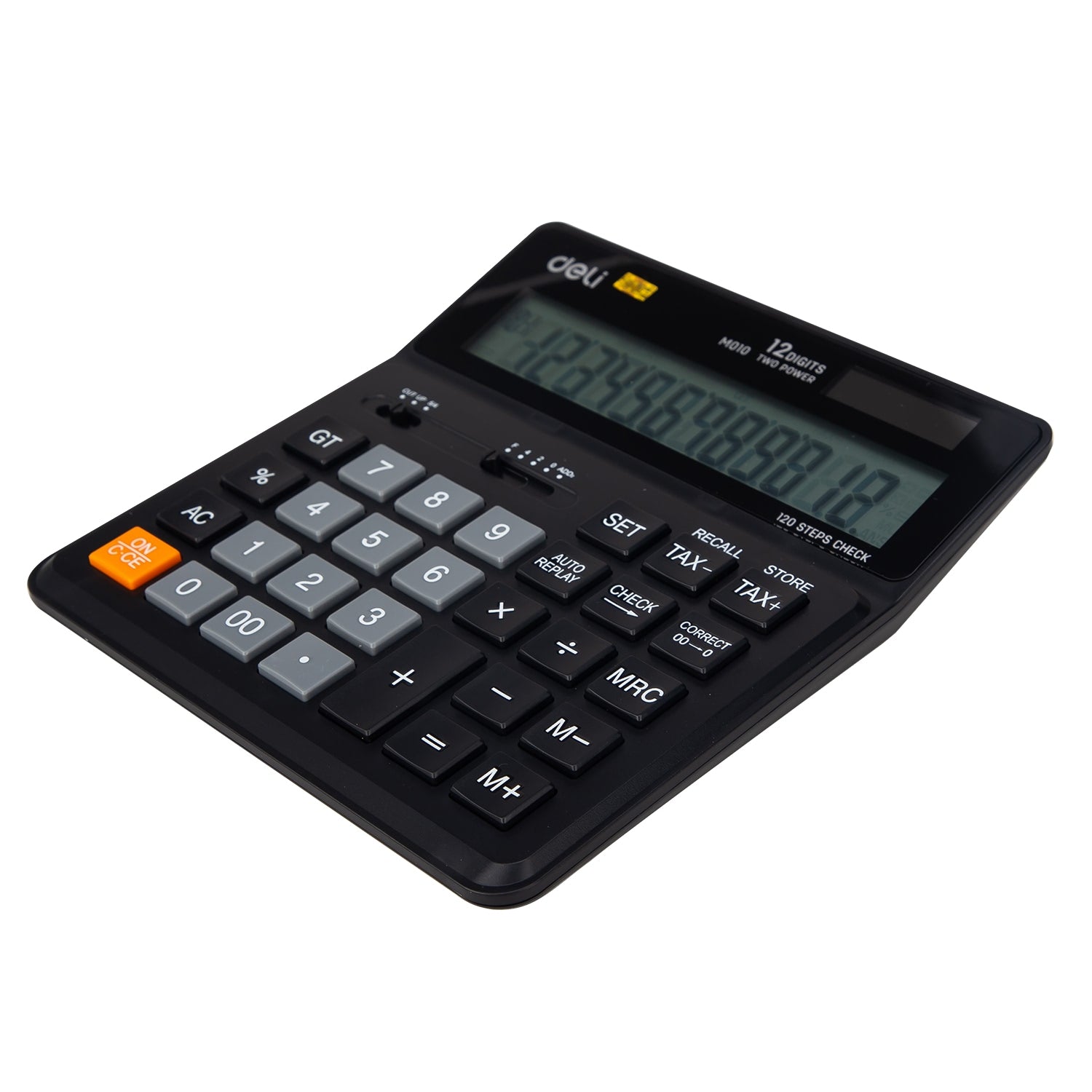 Deli 120-check Tax Calculator 12-digit Black - Al Masam Stationery LLC