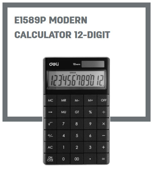 Deli Modern Calculator 12-digit - Al Masam Stationery LLC
