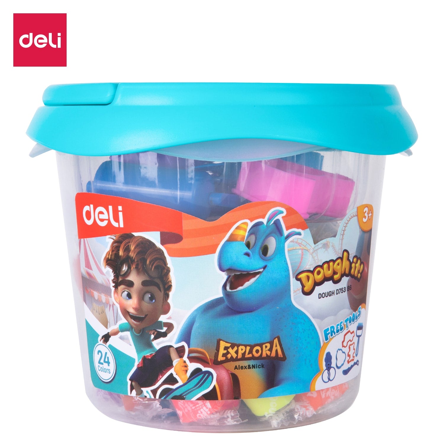 Deli Play Dough 24 colors, Net weight: 340g - Al Masam Stationery LLC Main image