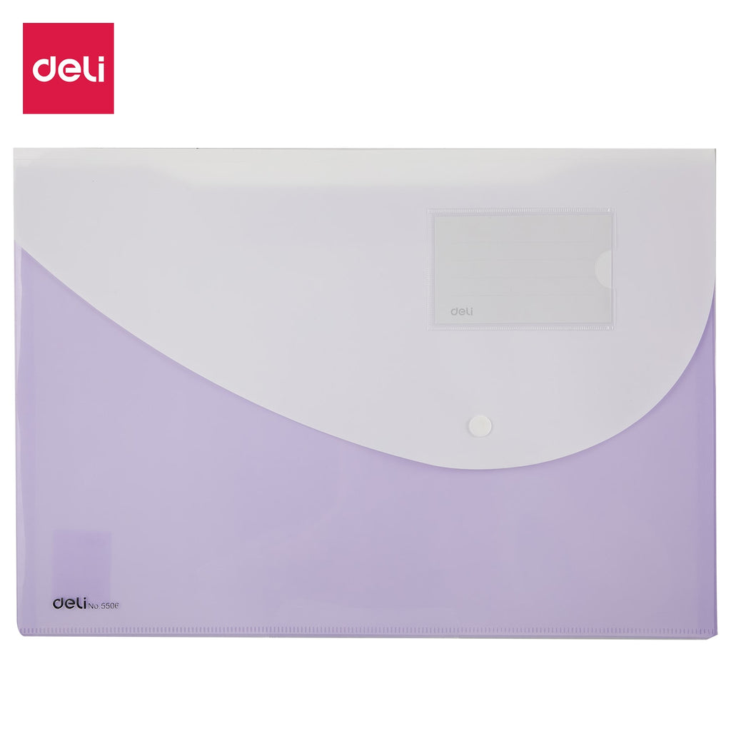 Deli 2P File Bag Snap FC 5C - Al Masam Stationery LLC