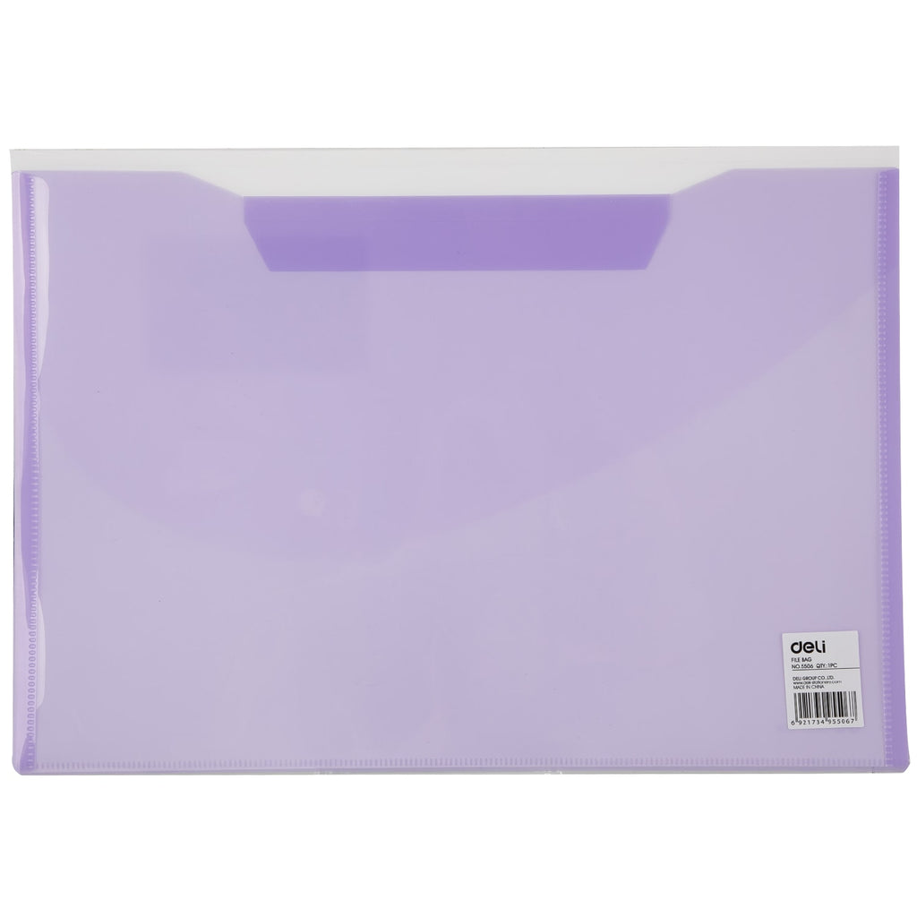 Deli 2P File Bag Snap FC 5C - Al Masam Stationery LLC
