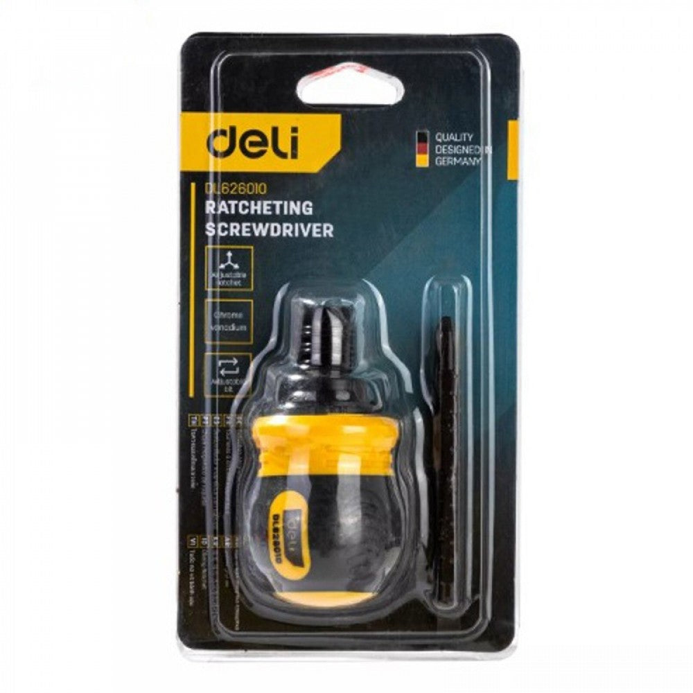 Deli Ratchet Screwdriver PH2x85mm Set - Al Masam Stationery LLC Main image